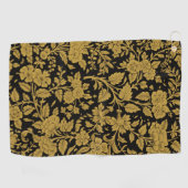 Antique Gold Floral Indian Lac-work Black Pattern Golfhandtuch (Horizontal)