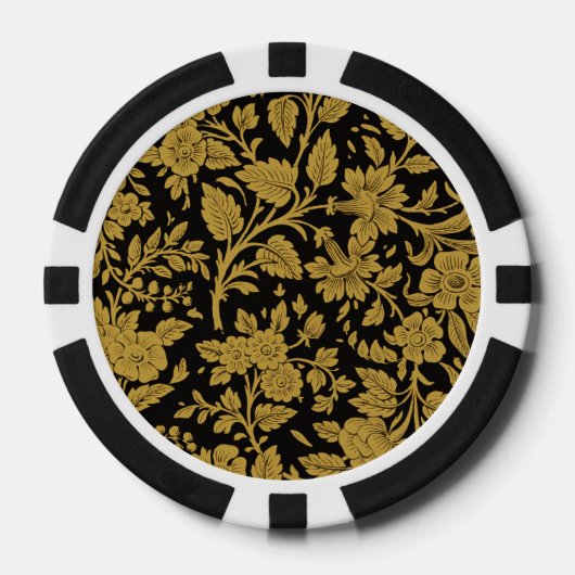 Antique Gold Floral Indian Lac-work Black Pattern Pokerchips (Vorderseite)
