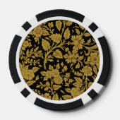 Antique Gold Floral Indian Lac-work Black Pattern Pokerchips (Rückseite)