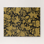 Antique Gold Floral Indian Lac-work Black Pattern Puzzle (Horizontal)