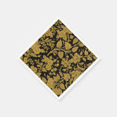 Antique Gold Floral Indian Lac-work Black Pattern Serviette (Ecke)