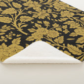 Antique Gold Floral Indian Lac-work Black Pattern Sherpadecke (3/4)