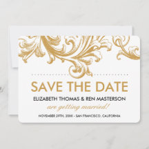 Antique Gold Floral Save the Data