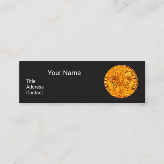 ANTIQUE GOLD FLORENTINE FORINT Black Paper Mini Visitenkarte (Vorderseite)