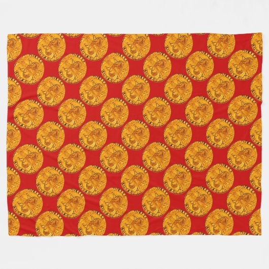 ANTIQUE GOLD FLORENTINE FORINT ROYAL RED FLEECEDECKE (Vorderseite (Horizontal))