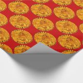 ANTIQUE GOLD FLORENTINE FORINT Royal Red Geschenkpapier (Ecke)