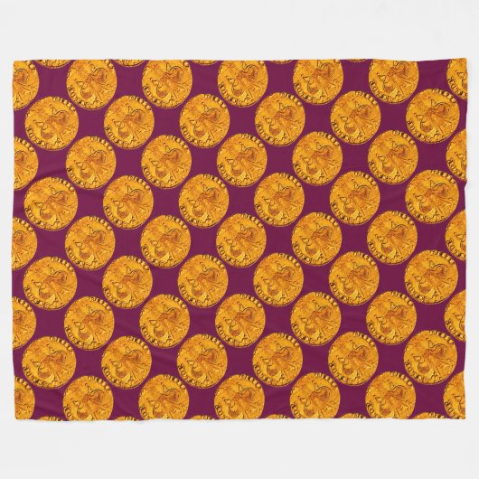 ANTIQUE GOLD FLORENTINE FORINT TYRIAN LILA FLEECEDECKE (Vorderseite (Horizontal))