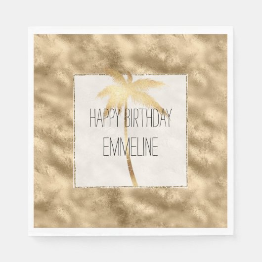 Antique Gold Glitz Palm Tree Serviette (Vorderseite)