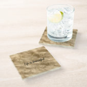 Antique Gold Glitzer Herz Glasuntersetzer (Schrägansicht)