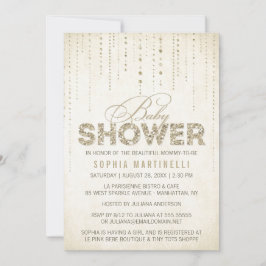 Antique Gold Glitzer Kinderdusche Einladung