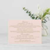 Antique Gold Hochzeitsinformationen Rosa rot Begleitkarte (Stehend Vorderseite)