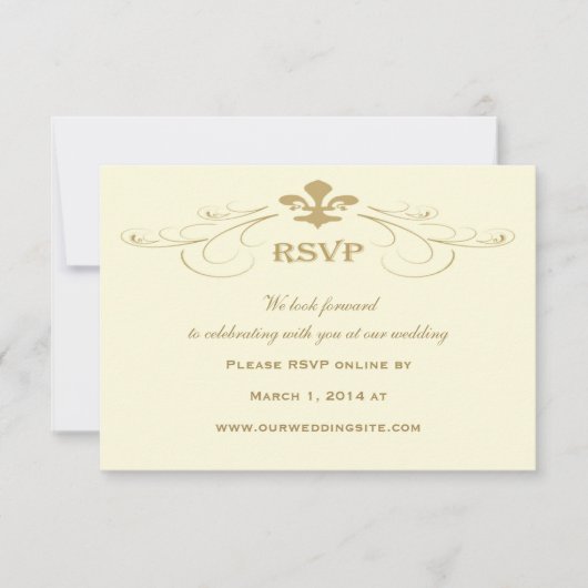 Antique Gold Lilie Wedding RSVP Cards Karte (Vorderseite)