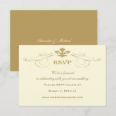 Antique Gold Lilie Wedding RSVP Cards Karte (Vorne/Hinten)
