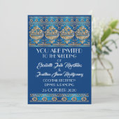 Antique Gold Lovely Blue Wedding - Formal Event Einladung (Stehend Vorderseite)
