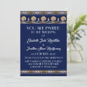Antique Gold Lovely Blue Wedding - Formal Event Einladung (Stehend Vorderseite)