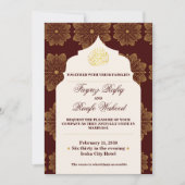 Antique Gold Mandalas Burgundy Red Islamic Wedding Einladung (Vorderseite)