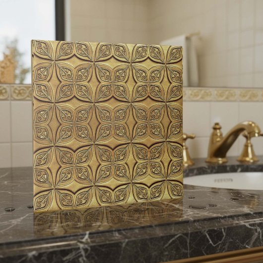 Antique Gold Petal Motif Geometric #9 ID1227 Fliese