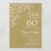 Antique Gold Pine Branch Surprise 60th Birthday Einladung (Vorderseite)