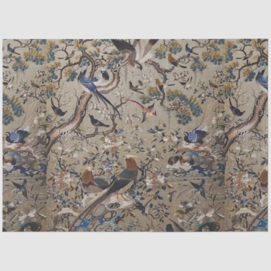 Antique, Gold, Seide, Natur, Malerei, asiatisch, V Seidenpapier (Vorderseite)