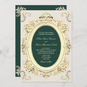 Antique Gold Smarald Green Wedding Einladung (Vorne/Hinten)