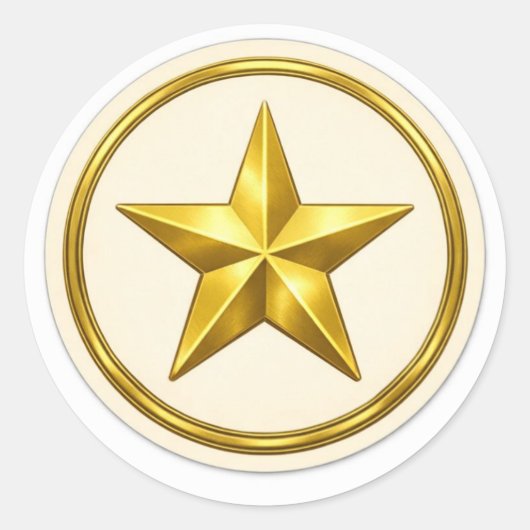 Antique Gold Star   Round  Envelope Seal Runder Aufkleber (Vorderseite)