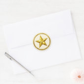 Antique Gold Star   Round  Envelope Seal Runder Aufkleber (Umschlag)