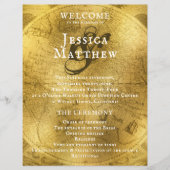 Antique Golden Map Hochzeitsprogramm (Vorderseite)