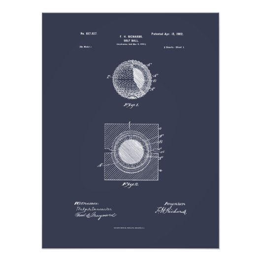 Antique Golf Ball 1902, Patent Zeichnend Fotodruck (Vorne)