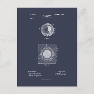Antique Golf Ball 1902, Patent Zeichnend Postkarte