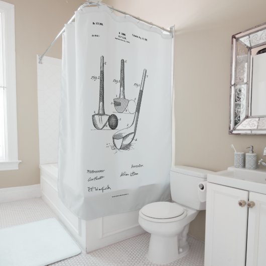 Antique Golf Club 1900, Patent Zeichnend Duschvorhang (Beispiel)