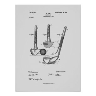 Antique Golf Club 1900, Patent Zeichnend Poster