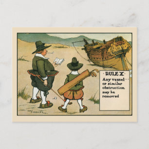 Antique Golf Regel 10 Cartoon Postkarte