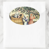 ANTIQUE GRAPE VINEYARD HARVEST OVALER AUFKLEBER (Tasche)