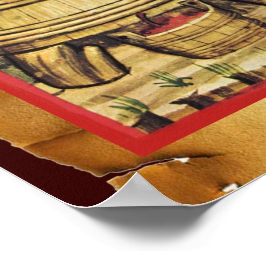 ANTIQUE GRAPE VINEYARD HARVEST PARCHMENT POSTER (Ecke)