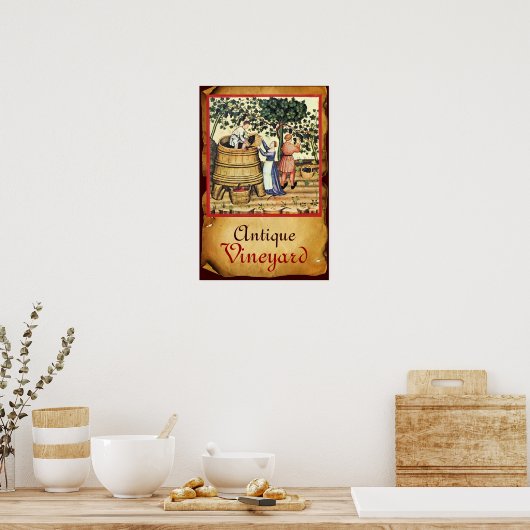 ANTIQUE GRAPE VINEYARD HARVEST PARCHMENT POSTER (Küche)