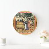ANTIQUE GRAPE VINEYARD HARVEST PARCHPARKMONOGRAMM GROßE WANDUHR (Zuhause)