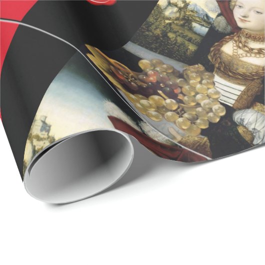 ANTIQUE GRAPE VINEYARD WEIN VERSUCHEN ROTES WAX SI GESCHENKPAPIER (Rolleneckpunkt)