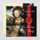 ANTIQUE GRAPE VINEYARD WINE TESTEN PARTY WAX SIEGE EINLADUNG (Vorne/Hinten)