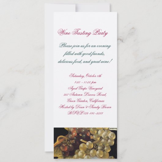 ANTIQUE GRAPE VINEYARD WINE TESTEN PARTY WAX SIEGE EINLADUNG (Rückseite)
