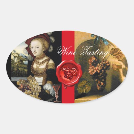 ANTIQUE GRAPE VINEYARD WINE TESTEN PARTY WAX SIEGE OVALER AUFKLEBER (Vorderseite)