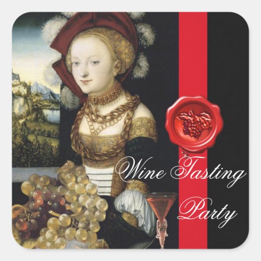 ANTIQUE GRAPE VINEYARD WINE TESTEN PARTY WAX SIEGE QUADRATISCHER AUFKLEBER (Vorderseite)