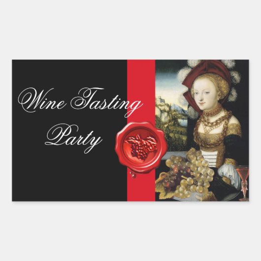 ANTIQUE GRAPE VINEYARD WINE TESTEN PARTY WAX SIEGE RECHTECKIGER AUFKLEBER (Vorderseite)