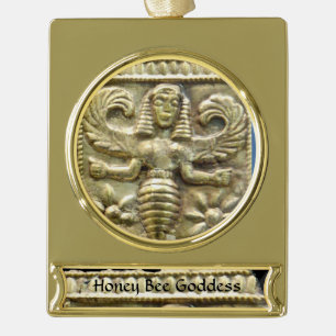 ANTIQUE GREEK HONEY BEE GODDESS Banner-Ornament GOLD