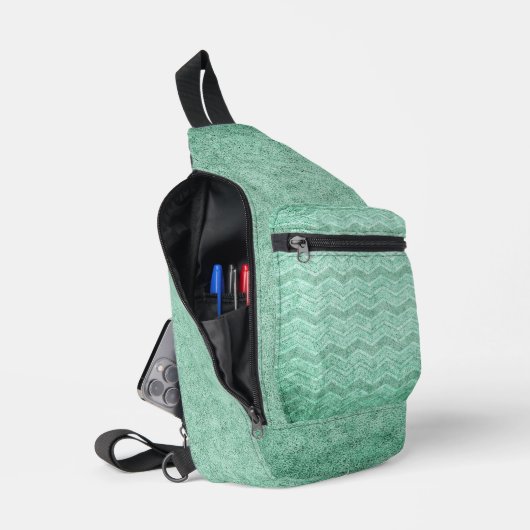 ANTIQUE GREEN ZIG ZAG TEXTURE SIEHE CROSSBODY BAG (Offen)