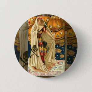 Antique Halloween Kürbislaterne Kostüm Frau Button