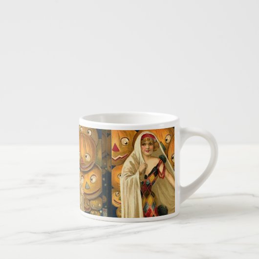 Antique Halloween Kürbislaterne Kostüm Frau Espressotasse (Rechts)