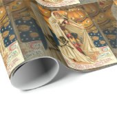 Antique Halloween Kürbislaterne Kostüm Frau Geschenkpapier (Rolleneckpunkt)