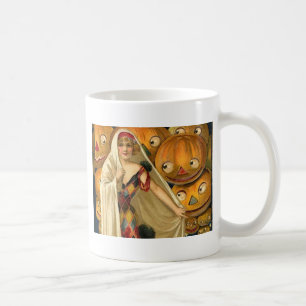 Antique Halloween Kürbislaterne Kostüm Frau Kaffeetasse
