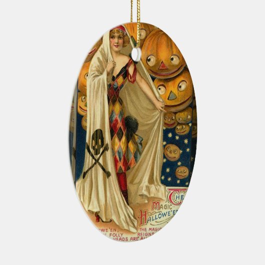 Antique Halloween Kürbislaterne Kostüm Frau Keramikornament (Rechts)