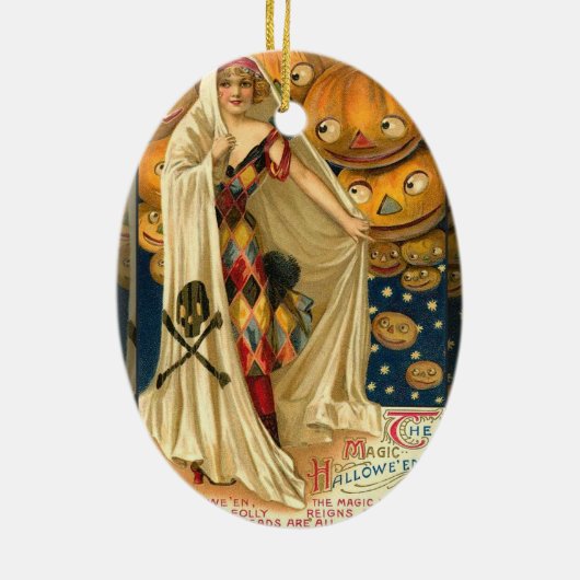 Antique Halloween Kürbislaterne Kostüm Frau Keramikornament (Hinten)